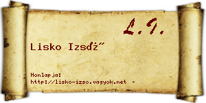Lisko Izsó névjegykártya